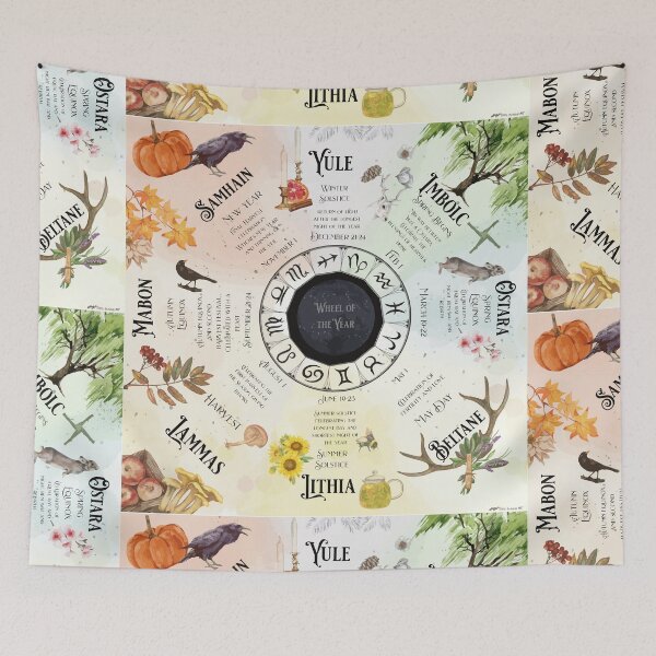 Item preview, Watercolor Illustrated Wheel of the Year designed and sold by CarteBlancheArt.