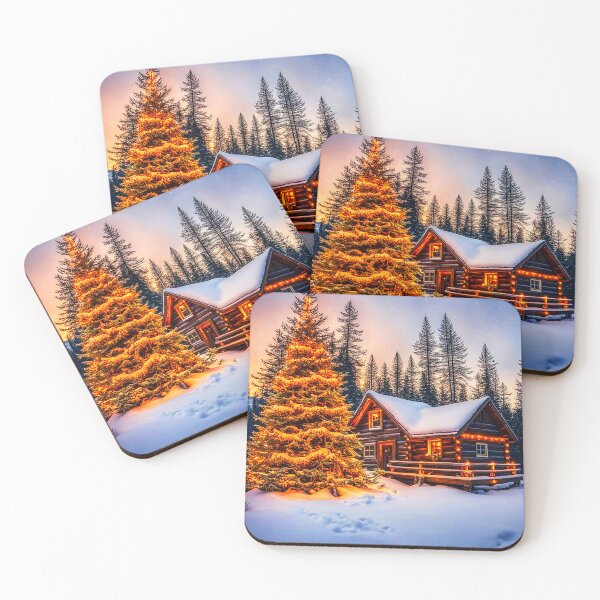 Item preview, Twilight Winter Log Cabin designed and sold by Earth Nature Creations.