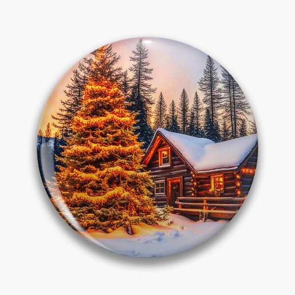 Item preview, Twilight Winter Log Cabin designed and sold by Earth Nature Creations.