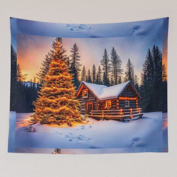 Item preview, Twilight Winter Log Cabin designed and sold by Earth Nature Creations.