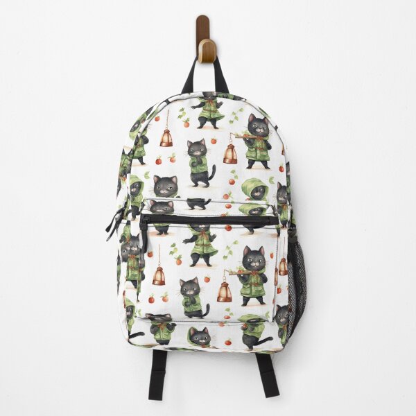 Item preview, Black cat and apple seamless pattern designed and sold by inkArtistryfine.