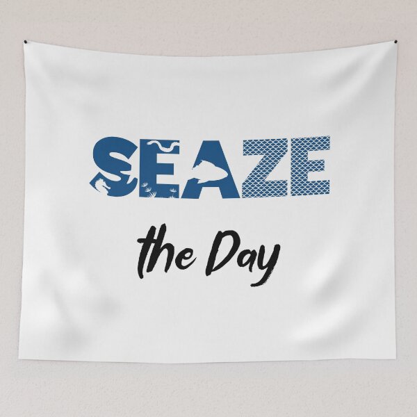 Item preview, Seaze the Day - Sea and Ocean Lover Pun (Blue and Black Design) designed and sold by Spiprinto.