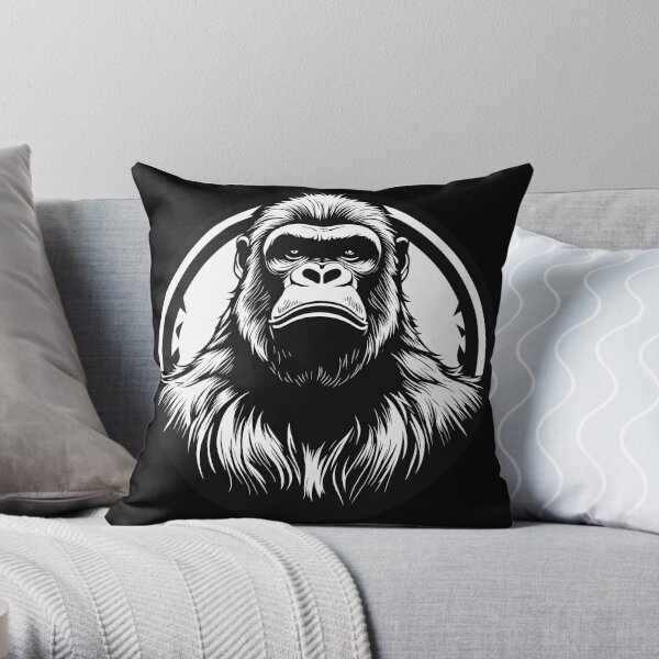 Charcoal Gorilla Cushion by Bex Williams Ape Pillow Gorilla Vegan-suede  Cushion Cover Gorilla Guy Hand-made Cushion Gorilla Decor 