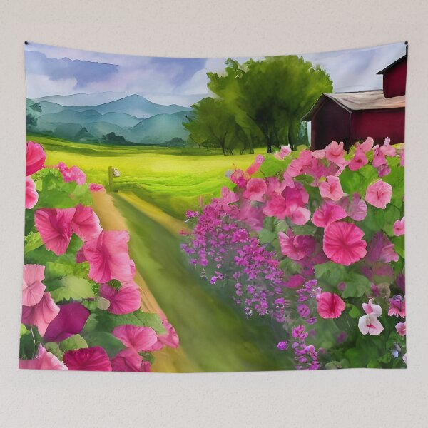 Item preview, Hollyhocks On The Farm designed and sold by Paw's Arts.
