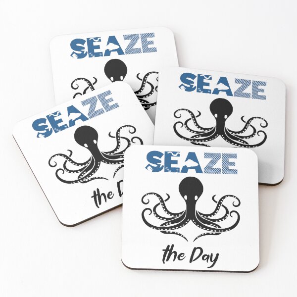 Item preview, Seaze the Day - Octopus, Sea, and Ocean Lover Pun (Blue and Black Design) designed and sold by Spiprinto.