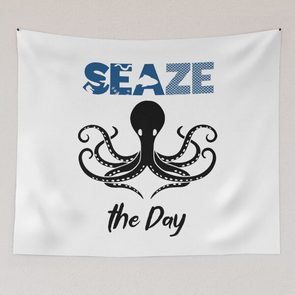 Item preview, Seaze the Day - Octopus, Sea, and Ocean Lover Pun (Blue and Black Design) designed and sold by Spiprinto.