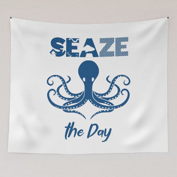 Item preview, Seaze the Day - Octopus, Sea, and Ocean Lover Pun (Blue Design) designed and sold by Spiprinto.