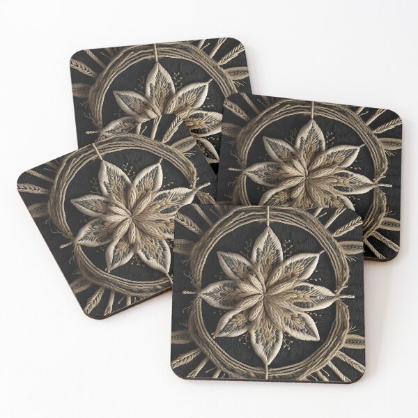 Item preview, brown flower Rope pattern rustic texture country aboriginal style designed and sold by Carlos Gudino.