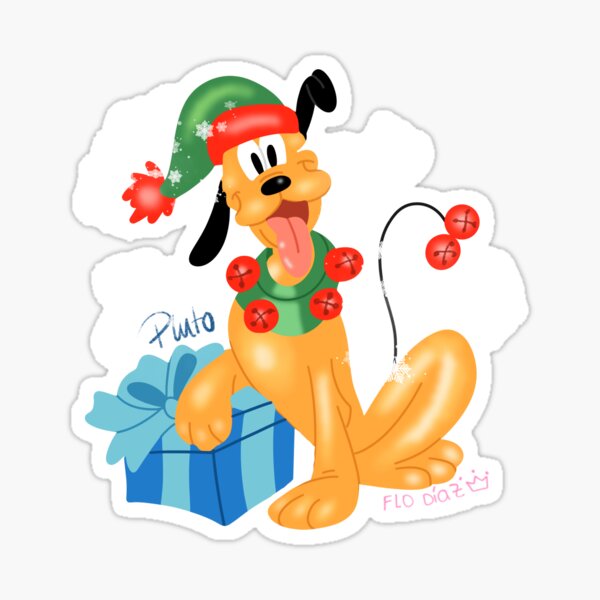 Pluto from Mickey Mouse Christmas card  Sticker for Sale by Anabelle  Finger