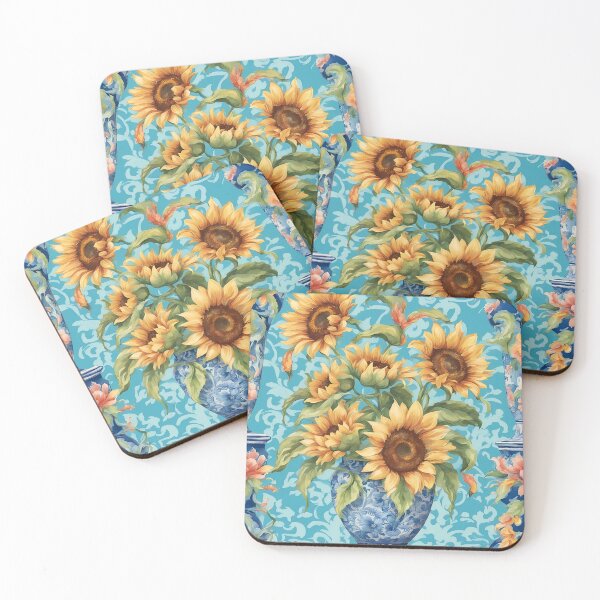Item preview, Sunflowers in chinoiserie jar designed and sold by SophieClimaArt.
