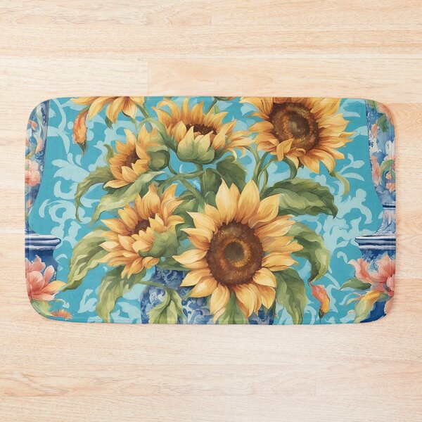 Item preview, Sunflowers in chinoiserie jar designed and sold by SophieClimaArt.