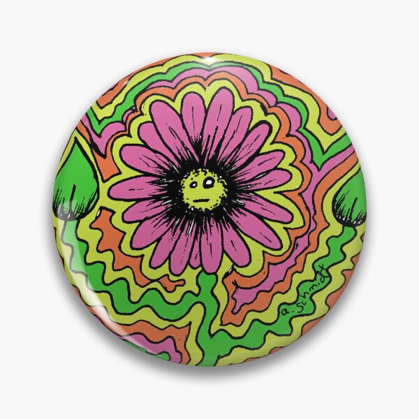 Item preview, Flower Power Psychedelic Daisy Colorful Rainbow Trippy Doodle Original Art Illustration designed and sold by Intergalactic Unicorn: Art by Anna Schmidt.