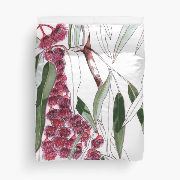 Flowering Gum Pink Australian Eucalyptus Leaves Duvet Cover