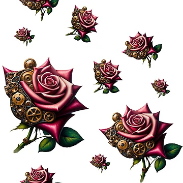 Artwork thumbnail, Steampunk Red Roses Pattern by NovosArt
