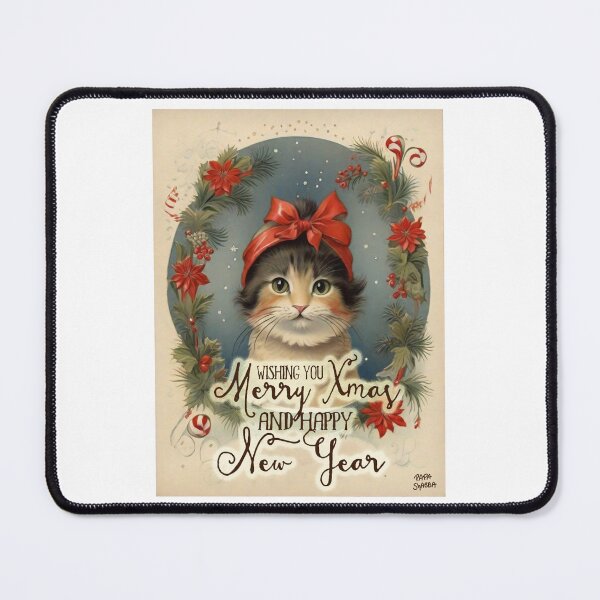 Item preview, Cat, Happy New Year; Vintage style; designed and sold by StickerApe.