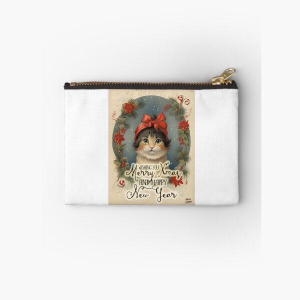 Item preview, Cat, Happy New Year; Vintage style; designed and sold by StickerApe.