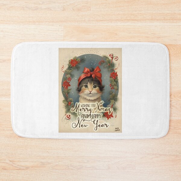 Item preview, Cat, Happy New Year; Vintage style; designed and sold by StickerApe.