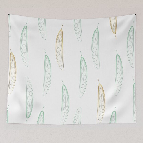 Item preview, Large Geometric Feather Pattern - Green & Gold #917 designed and sold by Natural Collective.