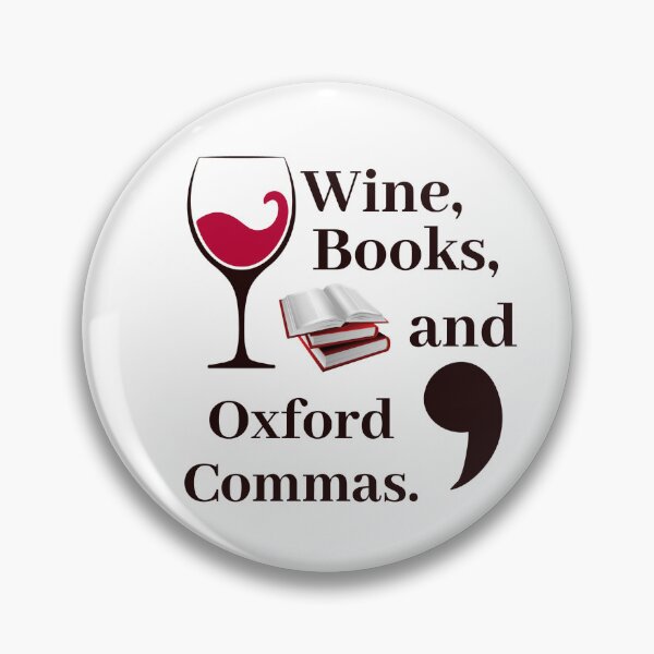 Artikelvorschau, Wein, Bücher und Oxford Commas Schwarz/Rot entworfen und verkauft von writeshaz.