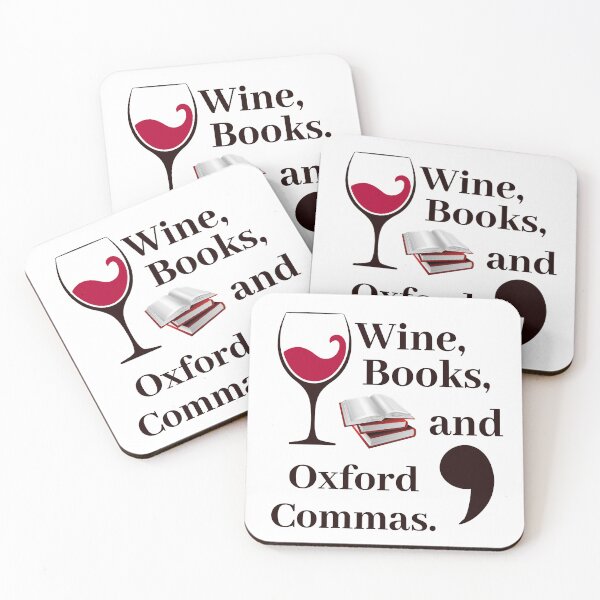 Artikelvorschau, Wein, Bücher und Oxford Commas Schwarz/Rot entworfen und verkauft von writeshaz.