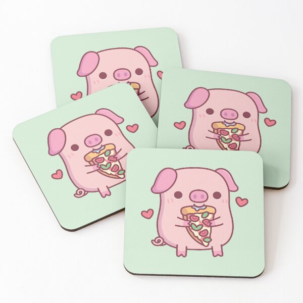 Item preview, Cute Little Pig Eating Margherita Pizza designed and sold by rustydoodle.
