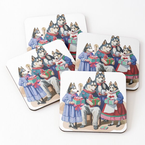 Item preview, Husky Family Christmas with Gifts designed and sold by Ketique.