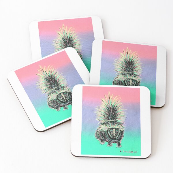 Item preview, Skunk Pastel Neon Abstract Acrylic Colorful Cute Original Art Painting  designed and sold by Intergalactic Unicorn: Art by Anna Schmidt.