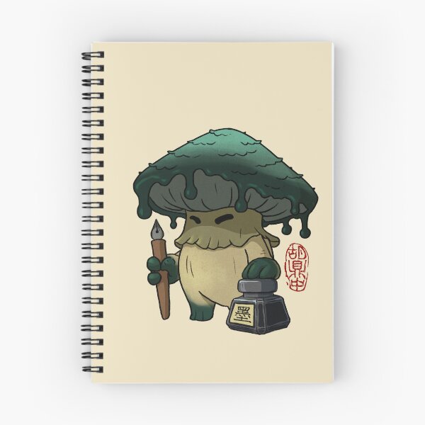 Item preview, inky cap mushroom character with ink bottle and fountain pen designed and sold by DingHuArt.
