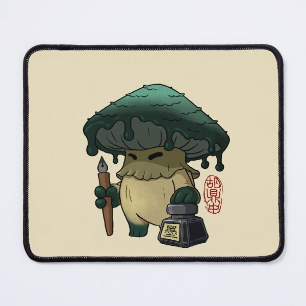 Item preview, inky cap mushroom character with ink bottle and fountain pen designed and sold by DingHuArt.