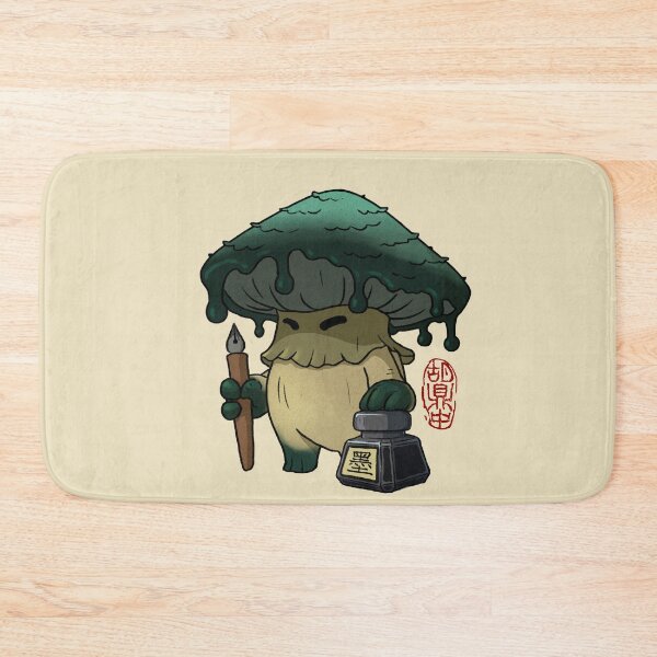 Item preview, inky cap mushroom character with ink bottle and fountain pen designed and sold by DingHuArt.