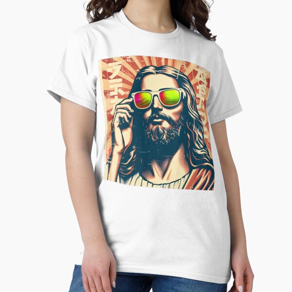 Item preview, Vintage Poster: Jesus with Fluorescent Sunglasses and Retro Texture designed and sold by IAPICTURE.