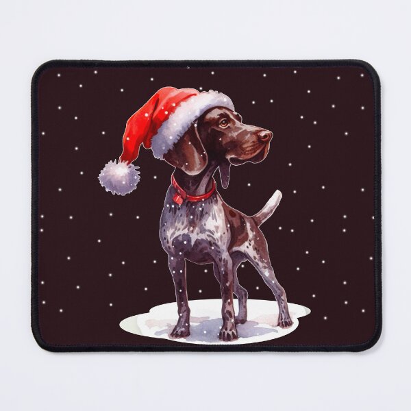 Item preview, Brown Pointer Dog in the Snow with a Santa Hat - Braque Francais Christmas Painting - Christmas Gascogne designed and sold by Star-Fragment.