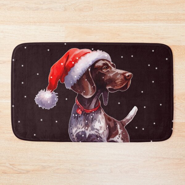 Item preview, Brown Pointer Dog in the Snow with a Santa Hat - Braque Francais Christmas Painting - Christmas Gascogne designed and sold by Star-Fragment.