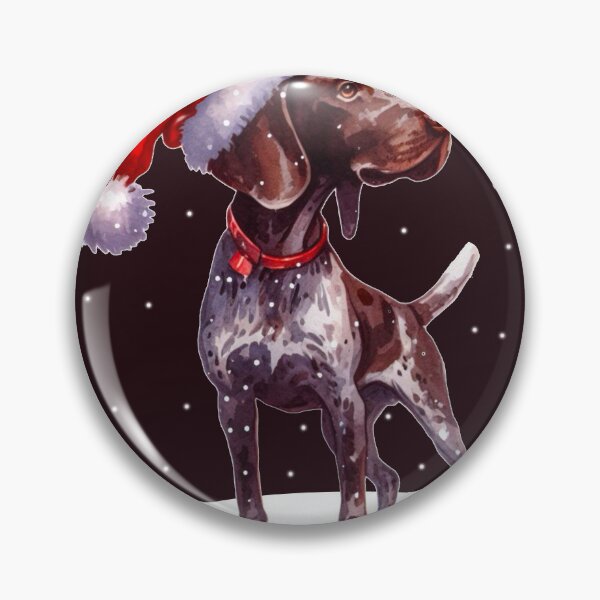 Item preview, Brown Pointer Dog in the Snow with a Santa Hat - Braque Francais Christmas Painting - Christmas Gascogne designed and sold by Star-Fragment.