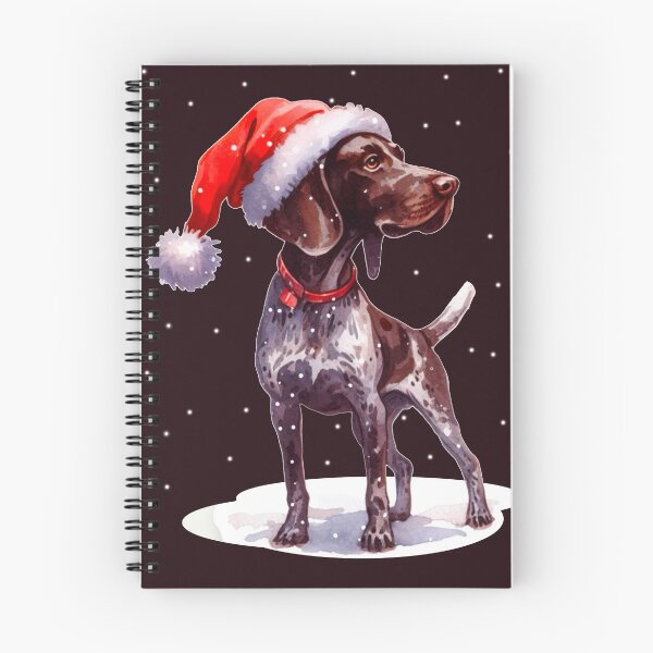 Item preview, Brown Pointer Dog in the Snow with a Santa Hat - Braque Francais Christmas Painting - Christmas Gascogne designed and sold by Star-Fragment.