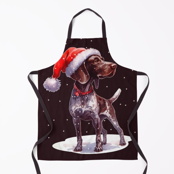 Item preview, Brown Pointer Dog in the Snow with a Santa Hat - Braque Francais Christmas Painting - Christmas Gascogne designed and sold by Star-Fragment.