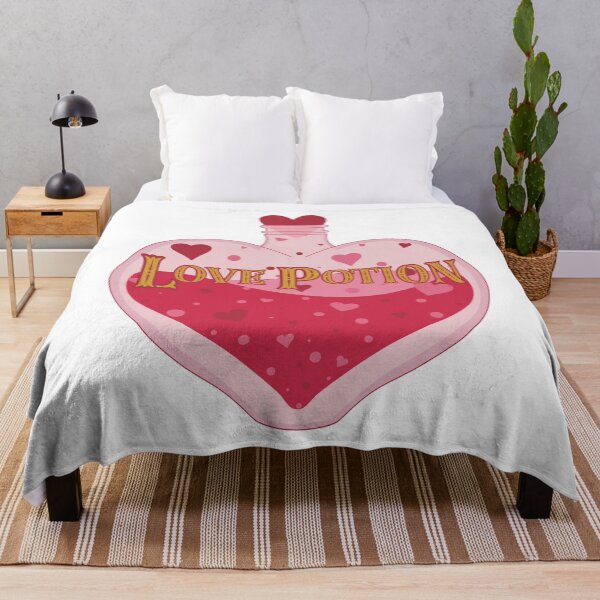 Aperçu de l'œuvre Potion d'amour en forme de coeur rouge, rose et or pour la Saint-Valentin créée et vendue par theprintwitch.
