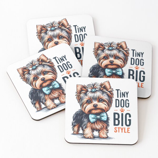 Item preview, "Tiny dog, big style": Yorkie with a bowtie designed and sold by ShounenGifts.