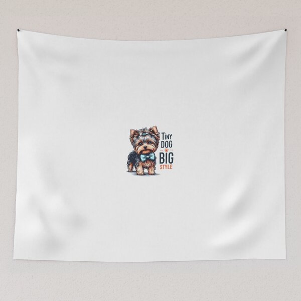 Item preview, "Tiny dog, big style": Yorkie with a bowtie designed and sold by ShounenGifts.