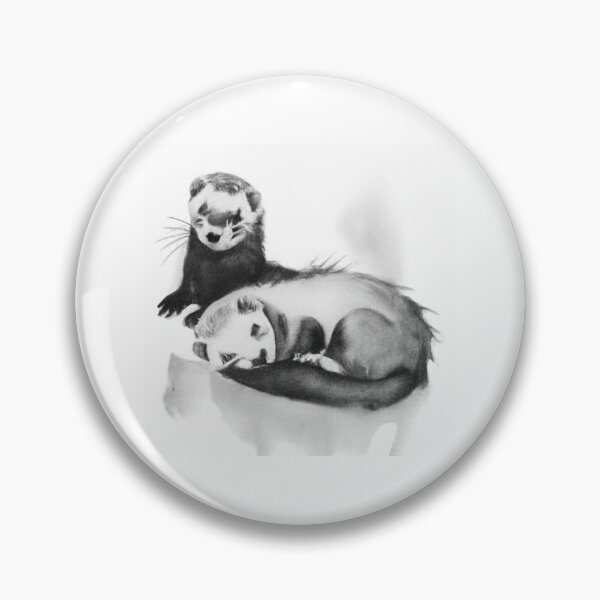 Item preview, Cute Ferrets Sleepy Black White Watercolor designed and sold by IssaraStudio.