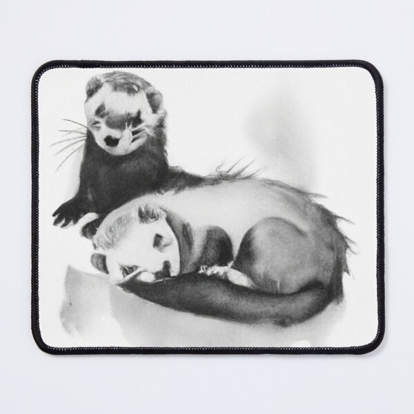 Item preview, Cute Ferrets Sleepy Black White Watercolor designed and sold by IssaraStudio.