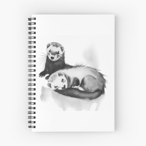 Item preview, Cute Ferrets Sleepy Black White Watercolor designed and sold by IssaraStudio.