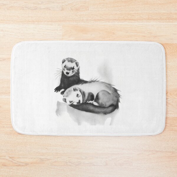 Item preview, Cute Ferrets Sleepy Black White Watercolor designed and sold by IssaraStudio.
