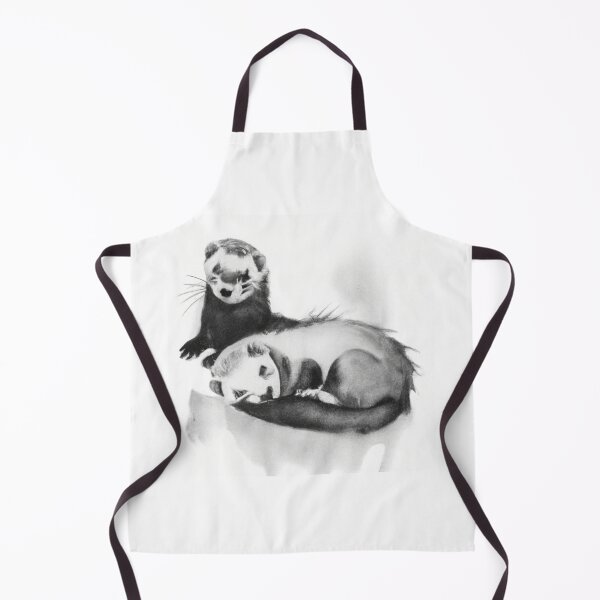 Item preview, Cute Ferrets Sleepy Black White Watercolor designed and sold by IssaraStudio.