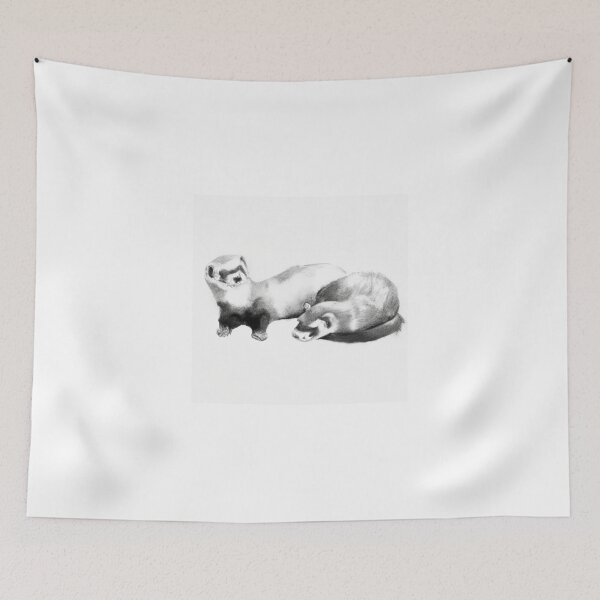 Item preview, Design Cute Ferrets Sleepy Black White Watercolor designed and sold by IssaraStudio.