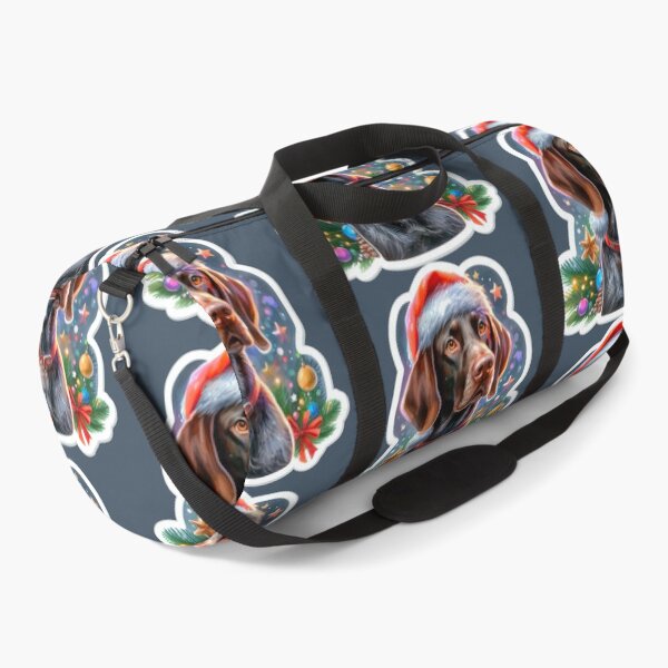 Item preview, Brown Pointer Dog Celebrating Christmas Brown Pointer Dog in the Snow with a Santa Hat - Braque Francais Christmas Painting - Christmas Gascogne designed and sold by Star-Fragment.