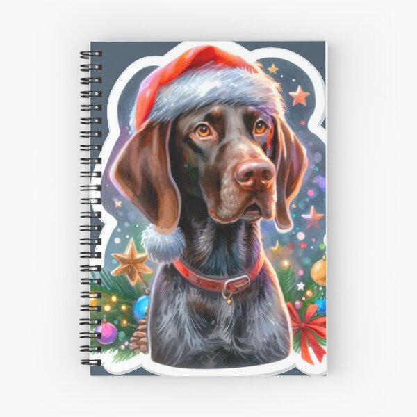 Item preview, Brown Pointer Dog Celebrating Christmas Brown Pointer Dog in the Snow with a Santa Hat - Braque Francais Christmas Painting - Christmas Gascogne designed and sold by Star-Fragment.