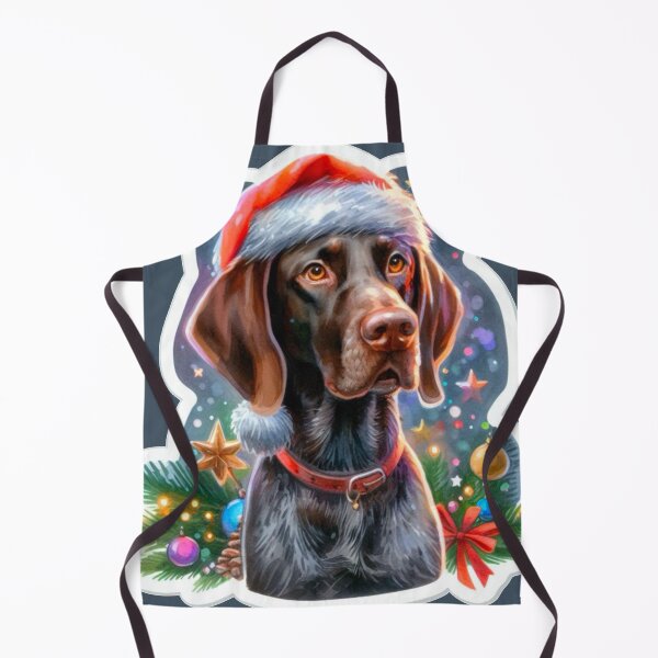 Item preview, Brown Pointer Dog Celebrating Christmas Brown Pointer Dog in the Snow with a Santa Hat - Braque Francais Christmas Painting - Christmas Gascogne designed and sold by Star-Fragment.