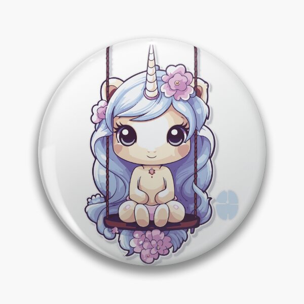 Item preview, Kawaii Unicorn on a swing Cute Unicorn Purple And Blue designed and sold by RoguePixel.