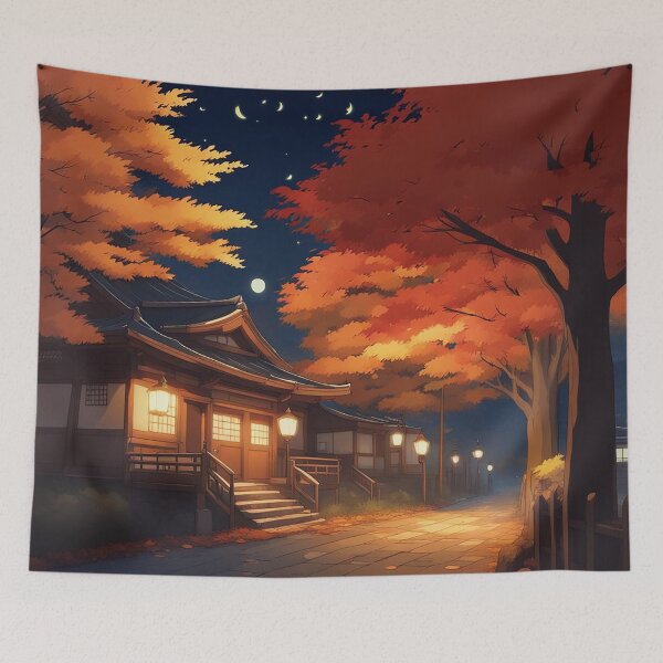 Item preview, Magical Full Moon - Autumn Night Anime Print designed and sold by evilishgoods.